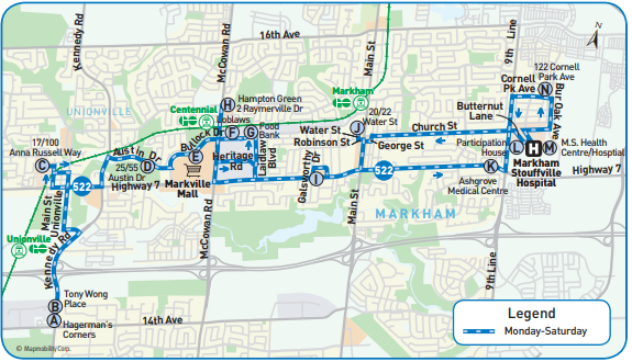 File:York Region Transit route 522 map (2013).PNG