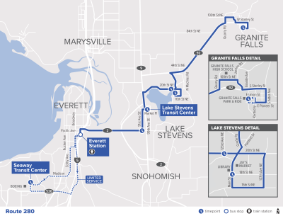 Community Transit route 280 map March 2024-a.png