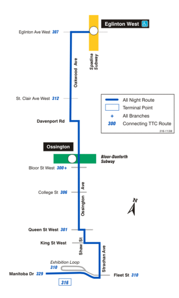 File:Toronto Transit Commission route 316 map current.gif