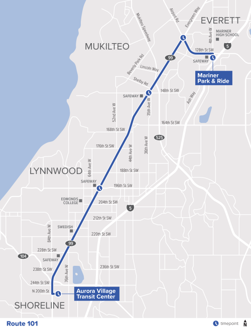Community Transit route 101 map March 2024-a.png